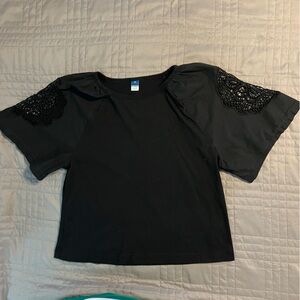 Old Navy Black Blouse with Lace Sleeves